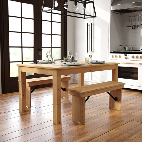 Flash Furniture Rectangle 38 in W, 60 in L, 30 in H, Pine Wood, Pinus Glabra, Light Natural XA-F-60X38-LN-GG - main
